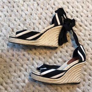 Kate Spade black and white wedges